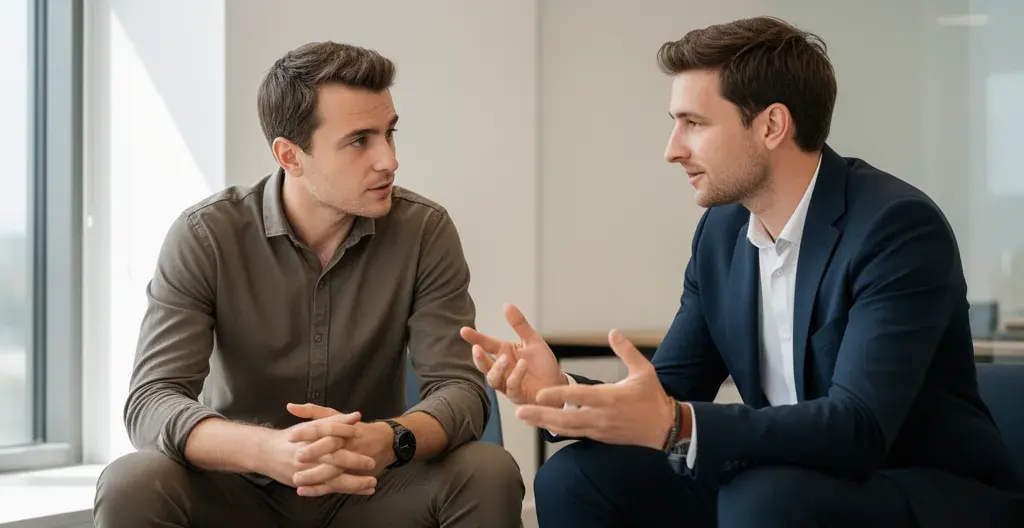 Conseiller accompagnant des élus CSE lors d'un échange professionnel